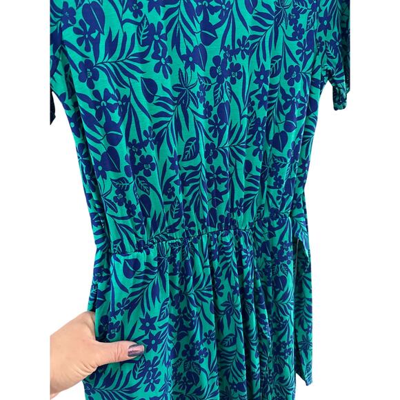 Boden Amanda Jersey Midi Dress Emerald Tropical Foliage Size 10 - Picture 10 of 11